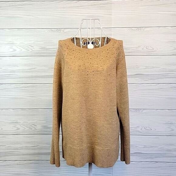 Apt. 9 pullover crewneck sweater in shimmering tan Size L - Picture 1 of 13